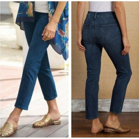 Soft Surroundings Cropped Ankle Stretch Denim Blue Jeans - Picture 1 of 9